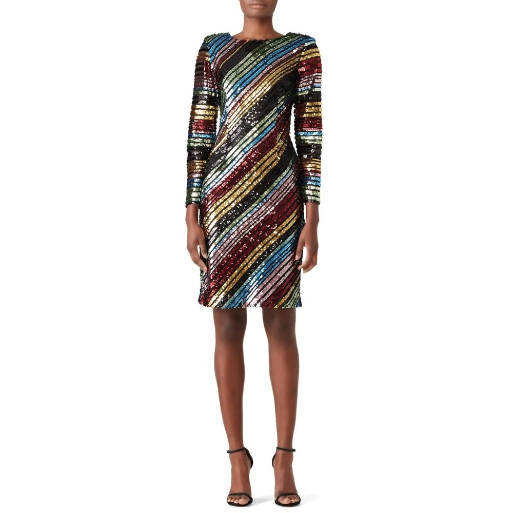 PREOWNED $425 ALCOOLIQUE RAINBOW SEQUIN PAYTON DRESS US SIZE 8 IT SIZE 44